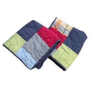 2 Pottery Barn Kids Plaid Patchwork Euro Sham Preppy Traditional Classic